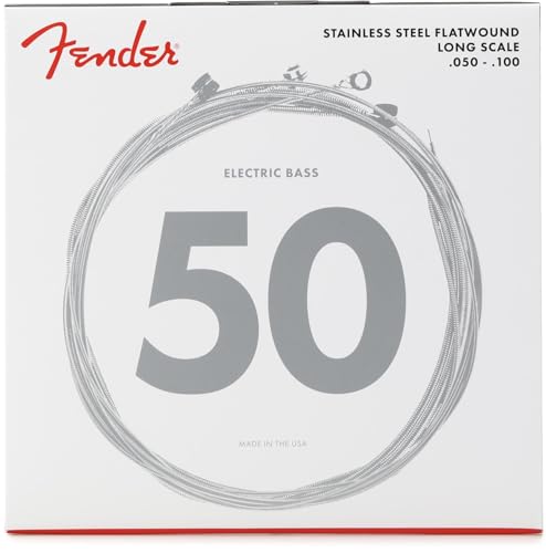 Fender GLx[X Stainless 9050's Bass Strings, Stainless Steel Flatwound, 9050ML .050-.100 ~fBACg