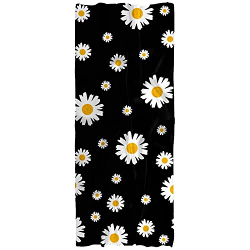 Écharpe légère femme chic et foulard marguerite noir multicolore
