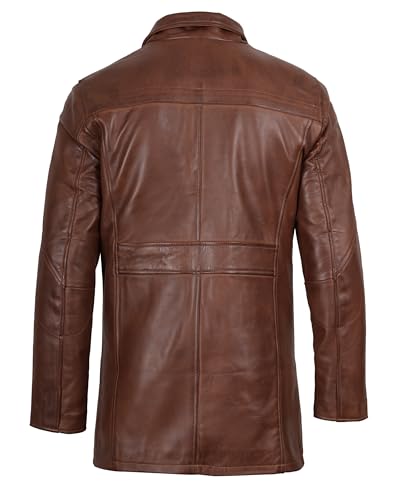 fjackets Leather Car Coats For Men – ¾ Length Real Lambskin Mens Fashion Brown & Black Leather Jacket Men4