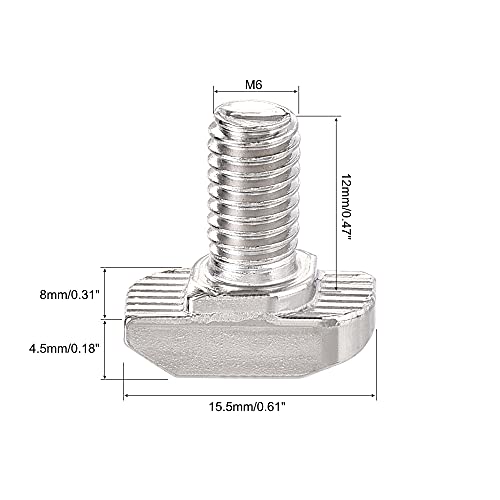 Image of uxcell M6x12mm T-Slot Drop-in Stud Sliding Bolt Screw Carbon Steel for 30 Series Aluminum Profile 10pcs