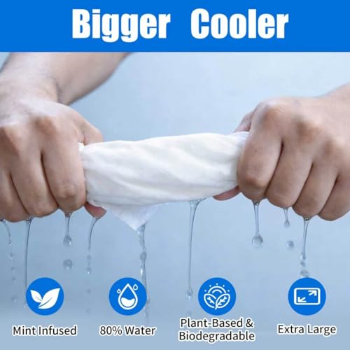Image of 50 Pack Disposable Cooling Wipes, Individually Wrapped No-Rinse Cooling Towels, (25''x 9.84'') Extra-Thick Oversized Ice Towel for Sports, Travel, and Camping in Hot Weather (White)