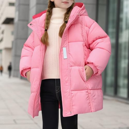 Hooded Puffer Jackets for Girls Kids Winter Lightweight Quilted Jacket Down Coat Fleece Warm Comfy Parka Snow Outwear4