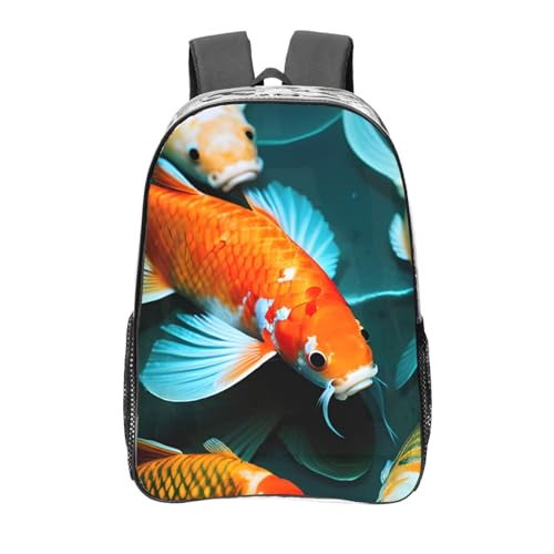 Sac à dos transparent poisson koi japonais grande capacité pour l'école