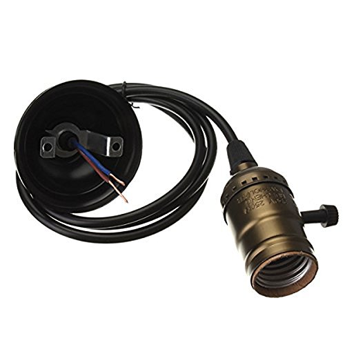 Tenflyer Vintage Holder Edison Lámpara Base Luz Pendiente E27 Socket UL / 110V / 220V de la lámpara del Lustre 1.2m Línea