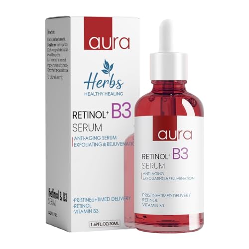 AURA Anti-Aging Retinol Serum 1% – Encapsulated Retinol, Hyaluronic Acid, Vitamin C & E, Collagen, Niacinamide – Value Pack 1.69 Fl Oz – Hydrates, Smooths & Revitalizes Skin