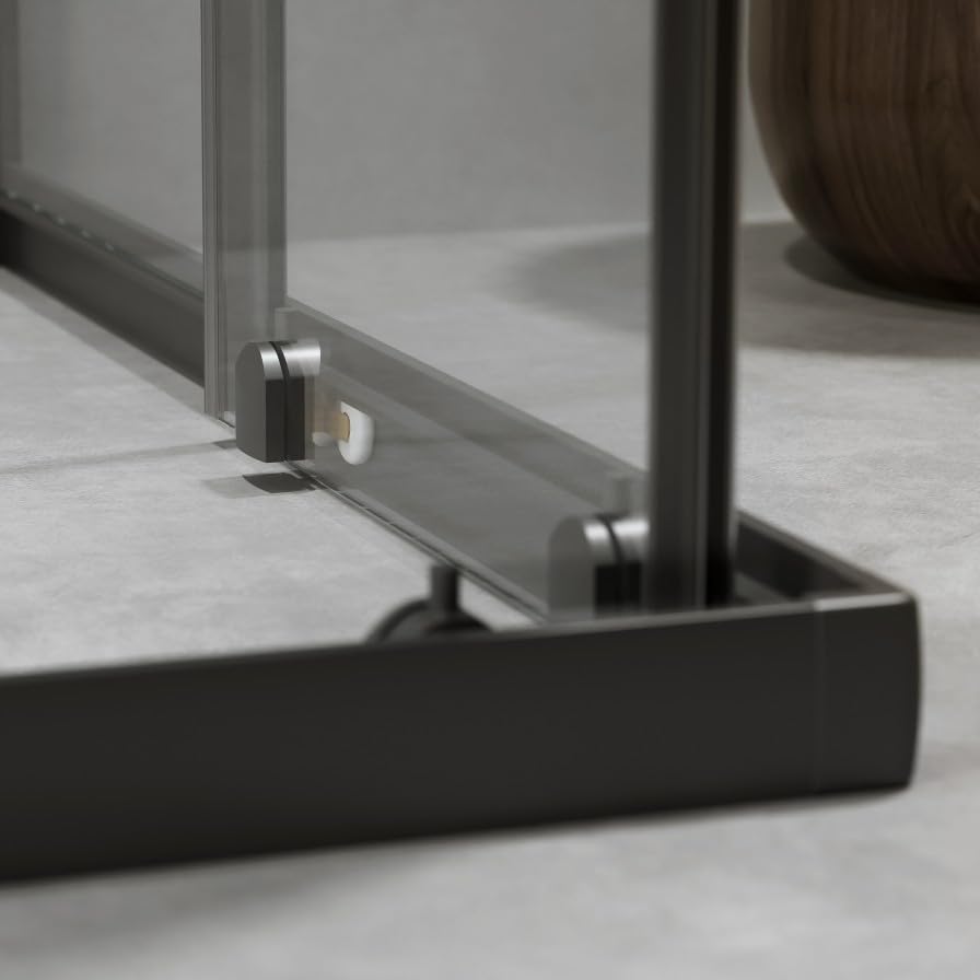 Auria Box Doccia Angolare 70x120 cm h190 - Cabina Doccia Scorrevole in Cristallo Temperato 6mm Trasparente, Profilo Alluminio Nero Opaco, Chiusura Magnetica e Cuscinetti Sganciabili - Mod. Neat
