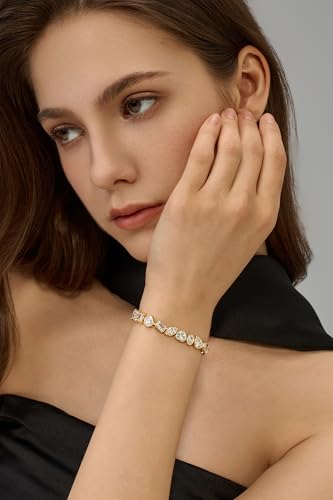 14K Gold Filled Tennis Bracelet for Women- Classic Gold Bracelet for Women, Oval Stone Cut Bracelet Valentines, Mothers, Christmas Jewelry Gift for Women4