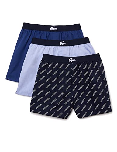 Lacoste Herren 7h1755 Unterwäsche 3er Packung, Marine/METHYLENtropischen, S