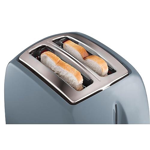 Russell Hobbs Textures 2 Slice Toaster (Extra Wide Slots, 6 Browning levels, Frozen, cancel & reheat function with indicator lights, Removable crumb tray, 850W, Grey matt & high gloss finish) 21644 - Image 4