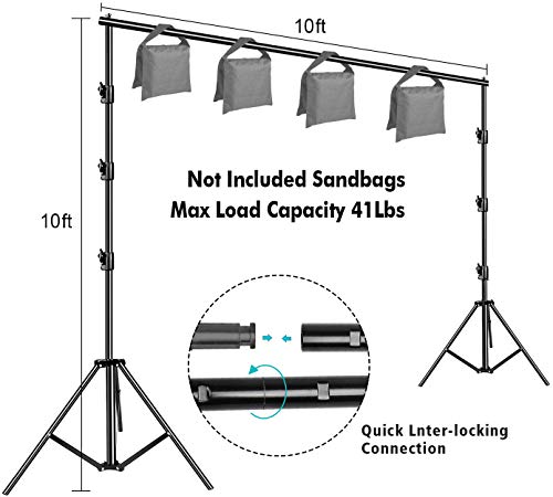 SLOW DOLPHIN Photo Video Studio 10 x12ft 100% Cotton Muslin Chromakey Green Screen Backdrop with 10 x 10ft Stand Photography Background Support System Kit Clamp, Carry Bag - Image 4