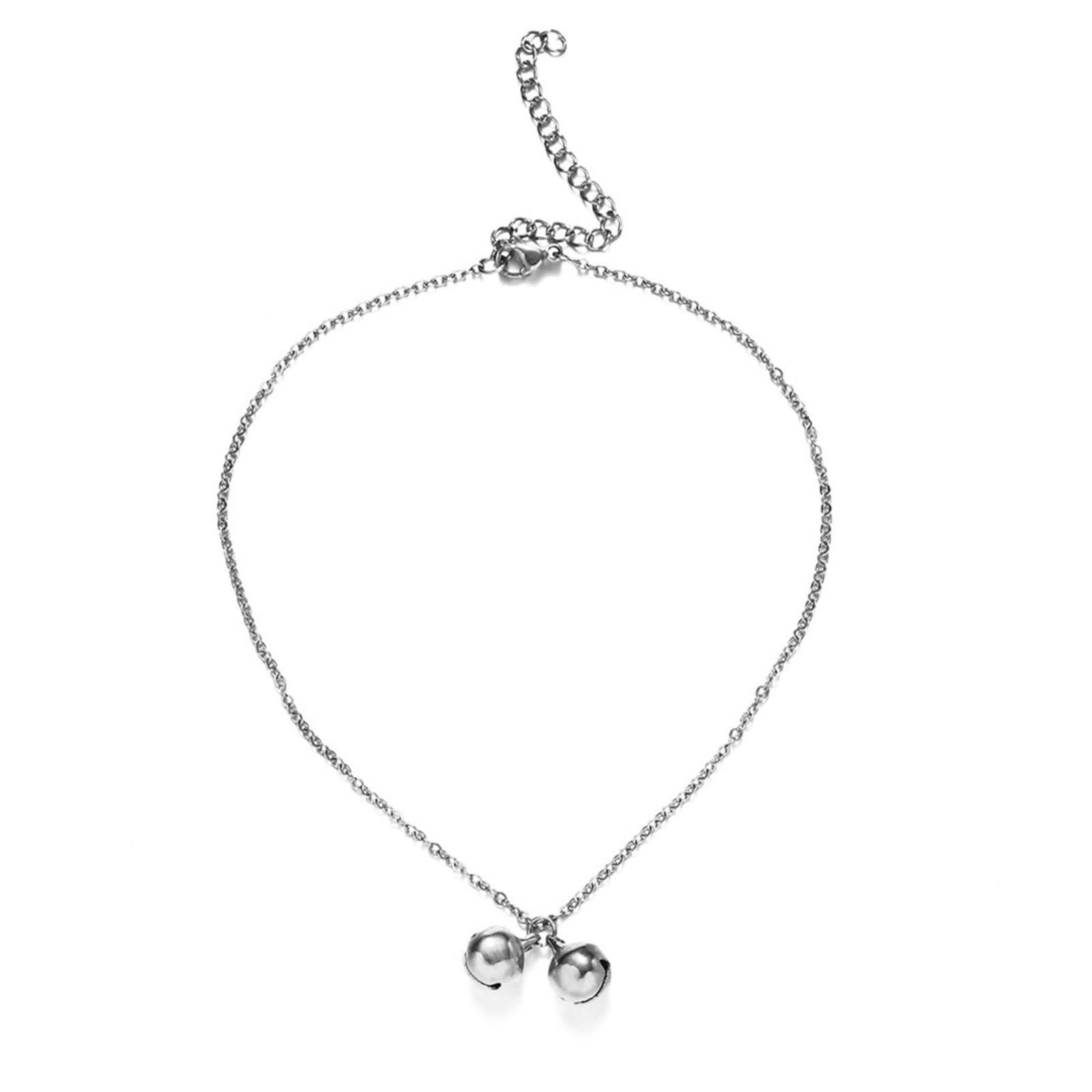 Cavigliera da donna, lunga 750, in oro bianco, 18 carati, con campane, cavigliere da donna, estive, a piedi nudi, da spiaggia, da donna, lunghezza 25 cm