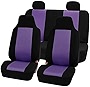 FH Group Full Set Car Seat Covers Purple 3D Air Mesh - Universal Fit Automotive Seat Covers, 1 Piece Front Seat Covers, Solid Back Seat Cover, Washable Car Seat Cover for SUV, Sedan, Car Accessories