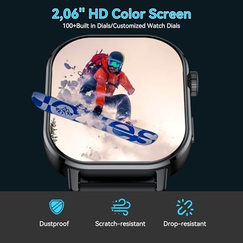 Bild 3 - Smartwatch Herren Damen GPS, 2.06\'\' AMOLED Militär Display Smart Watch, 178+Sportmodi Fitness Tracker, 5ATM Wasserdicht Fitnessuhr SOS Kompass Luftdruck Höhe Schrittzähler Uhr,Bluetooth Anruf, Schwarz