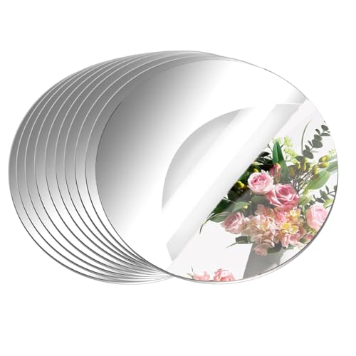 10 Pack Round Mirrors for Centerpieces, 8 inch Circle Mirror Centerpieces for Tables...
