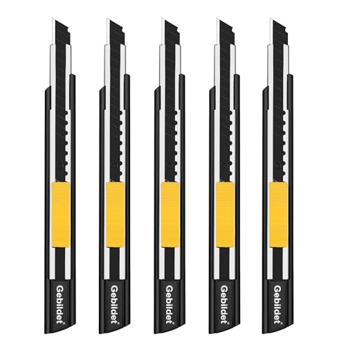 Image of Gebildet 5pcs Right and Left Hand Self-Lock Cutter /9mm Snap Off Blades /60 Blade /Utility Knife /Graphic Knife (Black Holder)