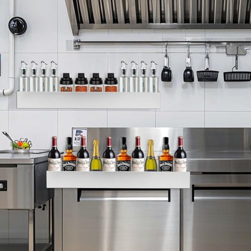 Image of 2 PCS 32 Inch Single Speed Rail Stainless Steel Liquor Bottle Holder Wall Mounted Spray Bottle Rack Drink Rail Shelf for Bars, Restaurants