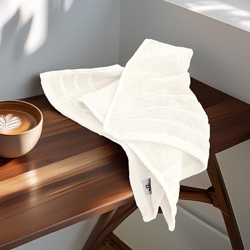 Image of Tens Towels Pack of 6 Hand Towels, 100% Cotton, Lighter Weight, Quick to Dry, 16 x 28 Inches, Super Soft & Absorbent, Perfect for Bathroom & Kitchen, Cream