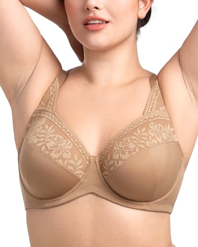 Image of HSIA Minimizer Bras for Women Large Bust Full Coverage Lace Plus Size Bra - Mermaid Scales