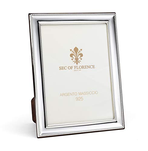 SEC OF FLORENCE 7309/13 x 18 Bilderrahmen aus massivem 925er Silber mit Rückseite aus Mahagoni-Holz
