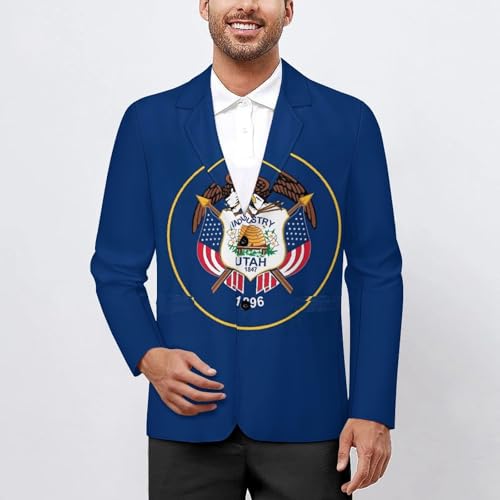 Utah State Flag Men's Casual Blazers Slim Fit Sport Coats Blazer Two Buttons Suit Jacket for Work Party2