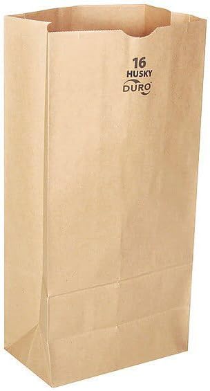 Duro 70216 - Bolsa de comestibles de papel para husky de 16 libras, 7 3/4 x 4 13/16 x 16, resistente, papel de león, 400 por caja