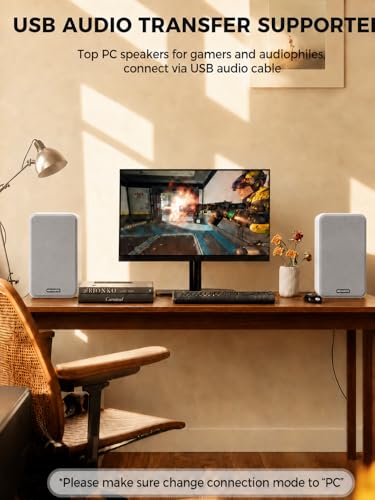 Image of Active Bookshelf Speakers 36W RMS - BT 5.4 Wireless Speaker with 5 Inch Woofer, Silk Dome Tweeter PC Speakers - USB Digital Audio Studio Monitors Bass & Treble Adjust AUX Input for Record Player TV