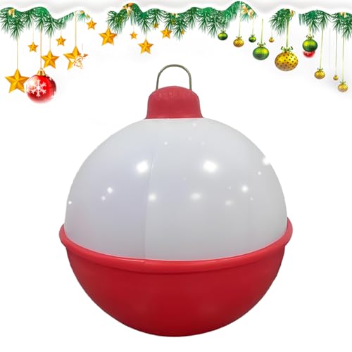 Bola de Navidad inflable de PVC de 24 pulgadas, bola colgante ligera, decoración resistente a la intemperie para aleros, balcón, sala de estar, dormitorio, decoración visual para interiores y