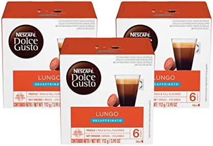 Nescafe Dolce Gusto Coffee Pods, Lungo Decaffeinato, 16 capsules, Pack of 3