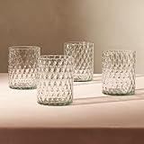 mopio Adore Beaded Drinking Glasses Set of 4, 13.5 oz, Dishwasher Safe, Trendy...