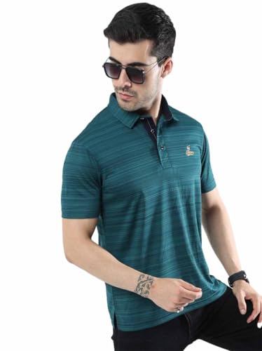 Image of STELLERS Men's Polo T-Shirt | Barcode Weave | Wrinkle Free | Soft and Feather Touch | Arid Play | Regular Fit