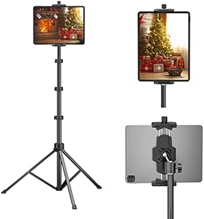 KDD iPad Tripod Stand - 59" Tablet Floor Stand with Adjustable Height & Tablet Holder Mount with 360° Rotating - Compatible with iPad Mini, Air, Pro, iPhone and All 5.1"-10.6" Tablets & Smartphones