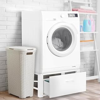 IDMarket - Support pour Machine à Laver 63 x 54 cm Socle réhausseur en métal avec tiroir