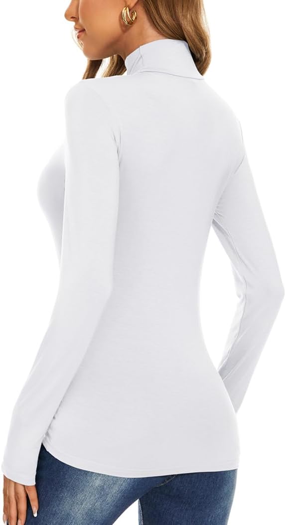 Women's Long Sleeve Mock Turtleneck Tops Casual Slim Fitted Lightweight Under Layer Pullover Shirts - Image 5