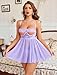 Avidlove Sexy Underwire Lingerie Lace Chemise Sheer Mesh Nightgown Babydoll Lingerie Dress With Thong Lilac XL