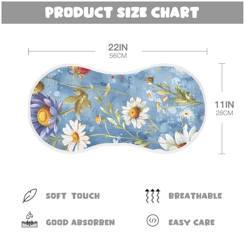 Wildflower Pattern Muslin Burp Cloths 22x11 Inch - 4-Layer Organic Cotton & TPU Waterproof Lining, Absorbent Baby Bibs for Boys/Girls with Hanging Loop4