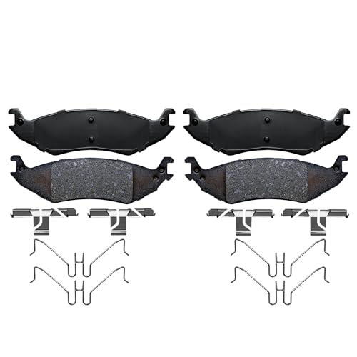 Image of Detroit Axle - Rear Ceramic Brake Pads w /Hardware Replacement for 2004-2006 Ford E-150 Club Wagon - 2pc Set