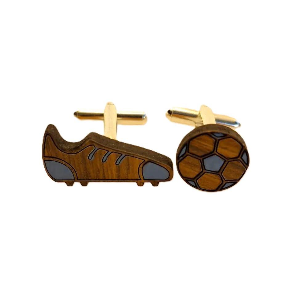 Sastree Gemelos Fútbol Originales Hombre | Edición Limitada Sas365 (Solo 365 Unidades) | Madera Sostenible Pintados a Mano | Detalle Exclusivo Aficionados Deporte y Elegancia (Azul)