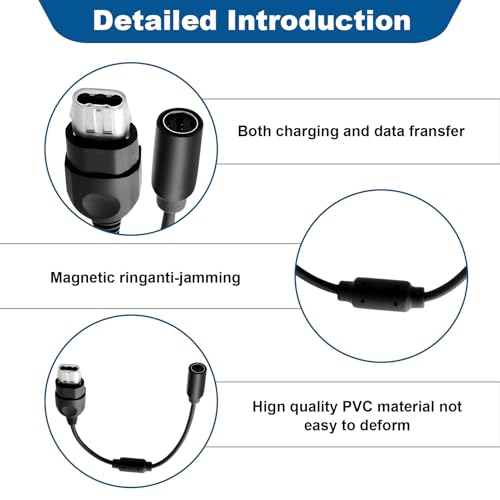 Breakaway Cable for Xbox Gen. 1, 2 Pack USB Controller Cable Adapter Replacement Breakable Cord Lead Dongle Connector Cord Lead for One Xbox 360 Series PC Logitech G920 Ferrari Racing Steering Wheel - Image 5