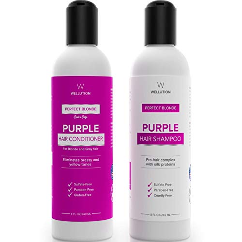Purple Shampoo and Conditioner Set - Blonde Shampoo - Made in USA - Purple Hair Silver Shampoo - Hair Toner Shampoo & Conditioner for Brassy Hair - Purple Toning Shampoo & Overtone Conditioner