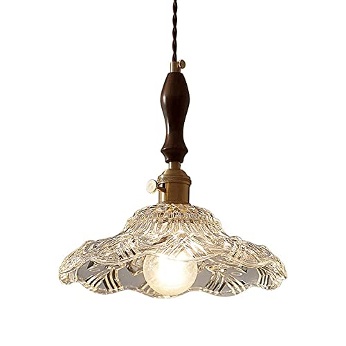 Suspension en noyer noble E27, luminaire en verre haut de gamme