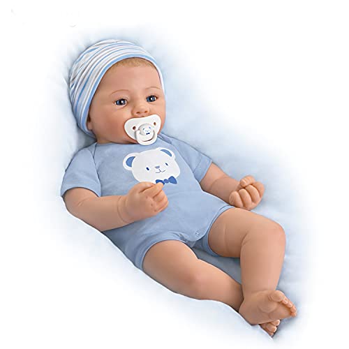 The Ashton - Drake Galleries So Truly Real Little Buddy Vinyl Baby Doll Weighted to Feel Like A Newborn with Magnetic Pacifier