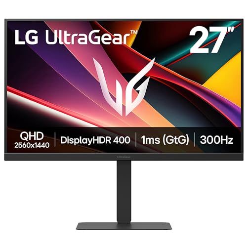 LG UltraGear G6 Gaming Monitor 27G640A-B, QHD 1440p IPS, 27 inch, 300Hz, 1ms GtG, HDR400, G-Sync & FreeSync Premium, Speakers, HDMI2.1, DP, USB-C, Black