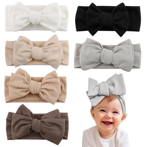 Nœuds pour cheveux de bébé fille lot de 6 bandeaux coton finitions main