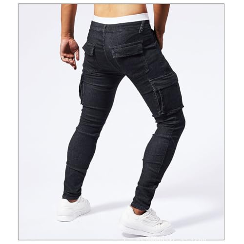 Men's Slim Fit Jeans with Multi Pockets Casual Cargo Denim Pants Streetwear4