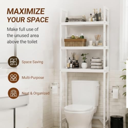 3-Tier-wood-over-the-Toilet-Storage-Cabinet-Simple-Bathroom-Storage-rack-Space-saving-freestanding-wood-shelf-fits-above-standard-toilets-open-3-tier-storage-holds-towels-toiletries-White