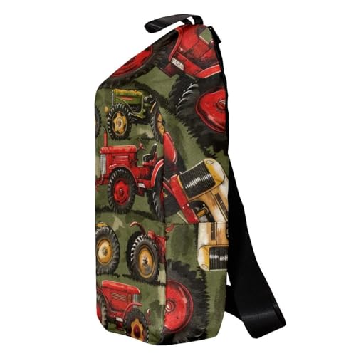Sac à dos à bandoulière imprimé tracteurs multicolore style grunge