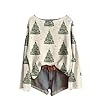 Women's Christmas Jumpers Xmas Tree Print Ladies Tops Funny Christmas Jumpers for Women UK Boho Sweatshirt Xmas Pullover