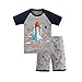 Morbuy Ensembles de Pyjama Garçon Enfants Imprimé Dinosaure de Dessin Animé Col Rond Vêtement de Nuit, 100% Coton Doux Été Homewear Haut à Manches Courtes et Shorts (Univers Fusée,10T/140cm)