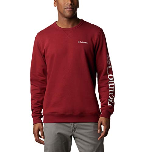 Columbia Men's Logo Fleece Crew, Red Jasper/White, Medium
