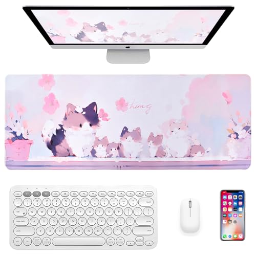 Großes Anime-Gaming-Mauspad, Anime Katzen Schreibtischunterlage...